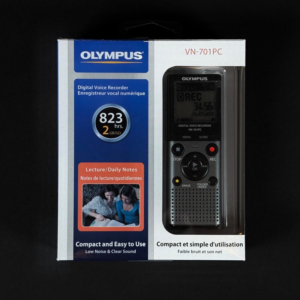 OLYMPUS VN-701PC DIGITAL AUDIO RECORDER W/ BOX TESTED